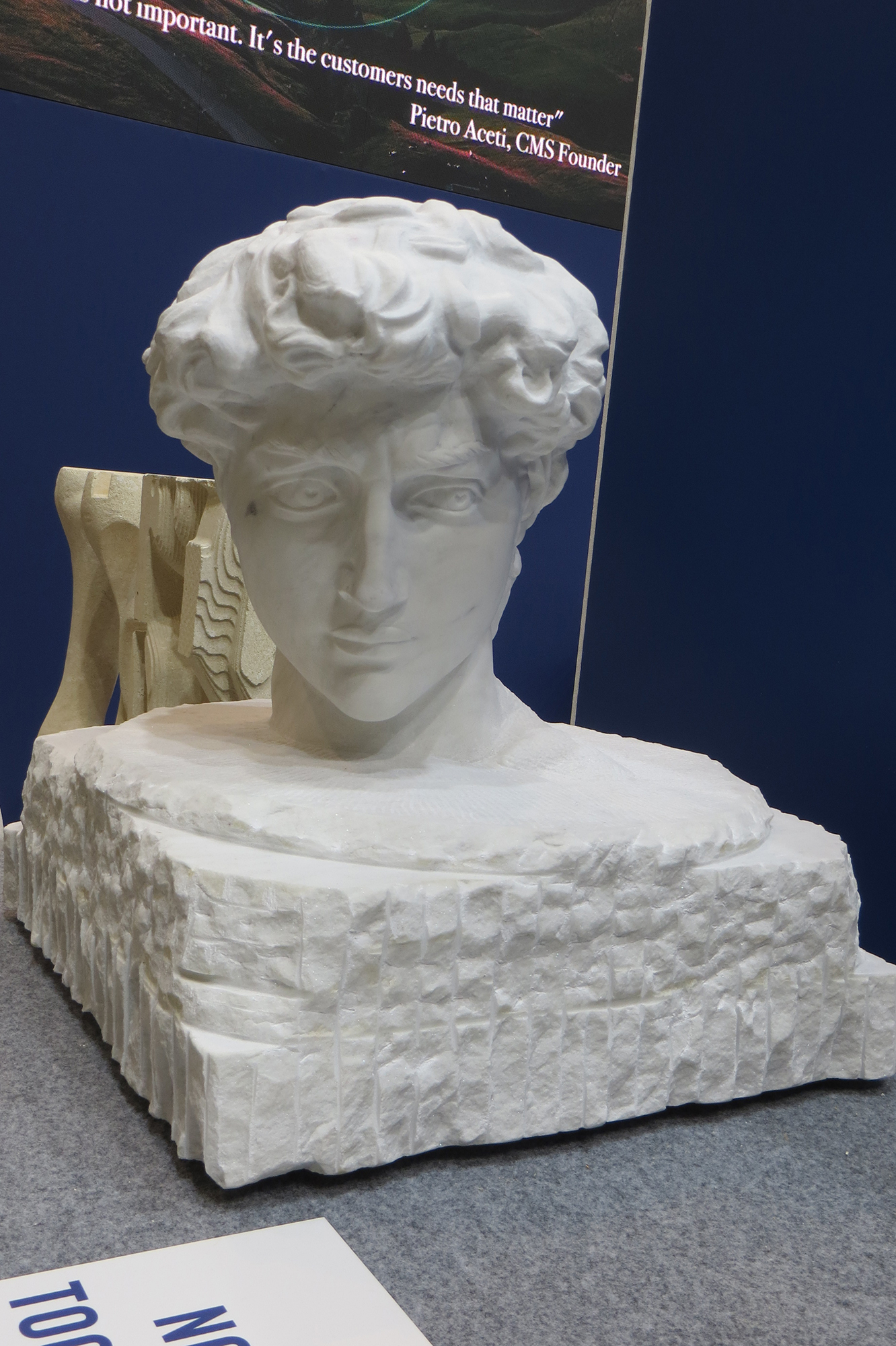 Bust of Michelangelo back on display