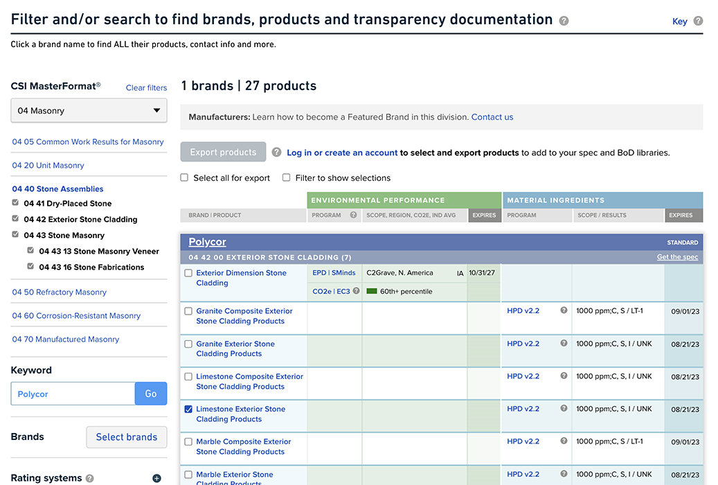 Polycor makes it easier to choose low CO2 stone