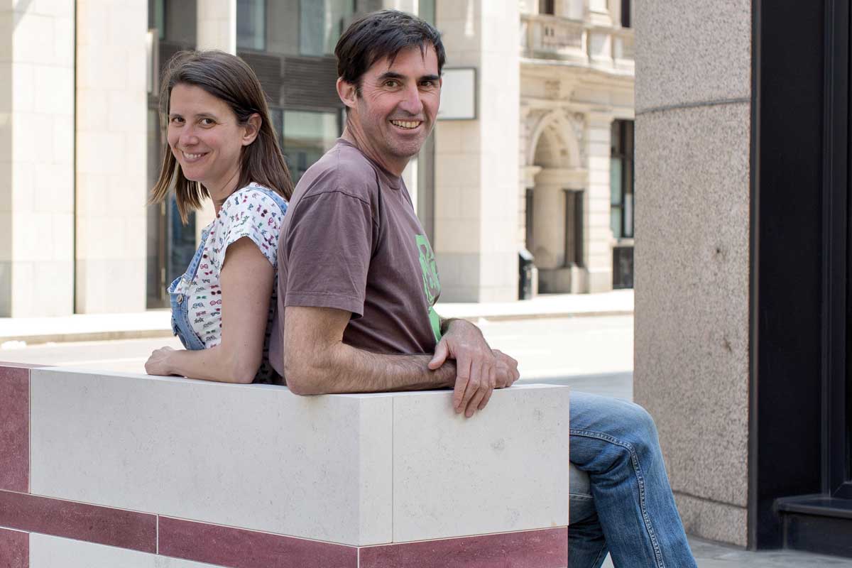 Ana and Régis relax on one of their elegant creations Ana and Régis relax on one of their elegant creations