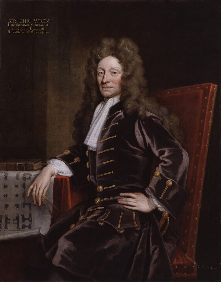 Sir Godfrey Kneller's 1711 portrait of Sir Christopher Wren in the National Portrait Gallery, London. Sir Godfrey Kneller's 1711 portrait of Sir Christopher Wren in the National Portrait Gallery, London.