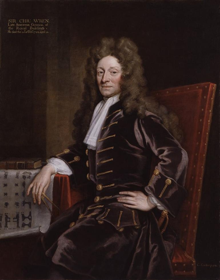 Sir Godfrey Kneller's 1711 portrait of Sir Christopher Wren in the National Portrait Gallery, London. 