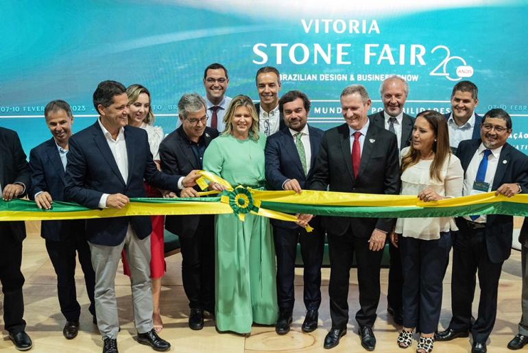 At the opening ceremony of the Vitoria Stone Fair in Brazil