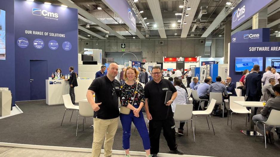 Editor Clare with Phil and Morgan from Stone and Glass Group