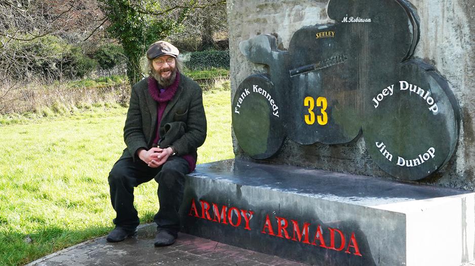 Mark with painted Armoy memorial