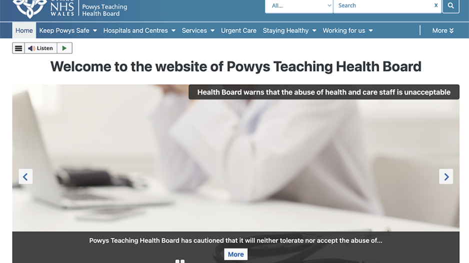 Powys Teaching Health Board website