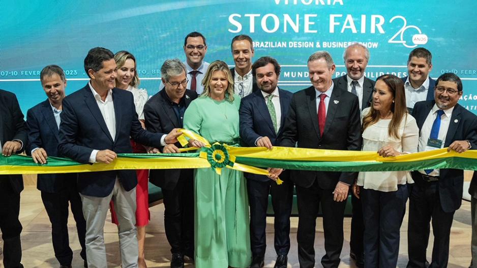 At the opening ceremony of the Vitoria Stone Fair in Brazil