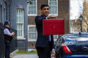 Chancellor Rishi Sunak with the Budget