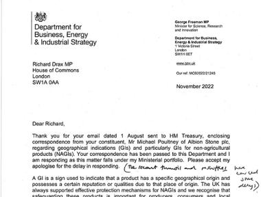 Letter from George Freeman, Minister for Science, Research & Innovation