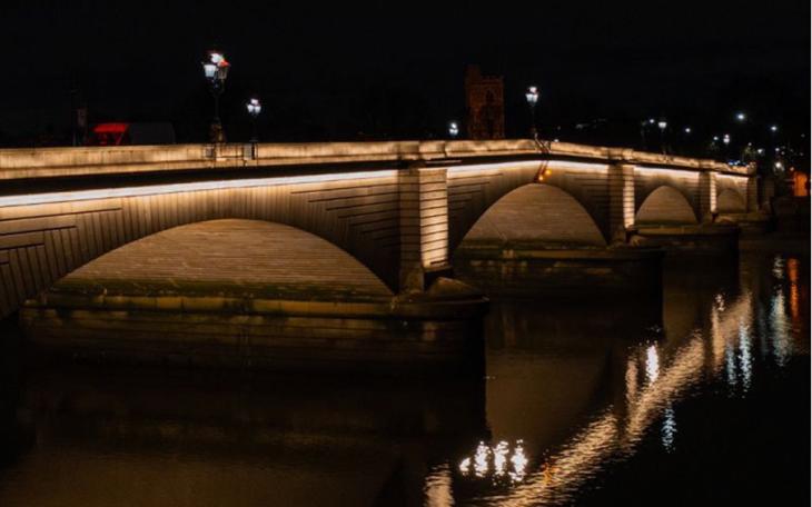 Putney Bridge with its new led downlighting