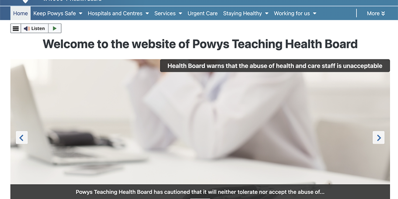 Powys Teaching Health Board website